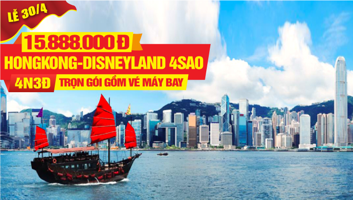 Du lịch Hongkong 4sao Lễ 30/4 4N3Đ trọn gói gồm vé máy bay - VIP TOUR Disneyland + Đại Nhĩ Sơn